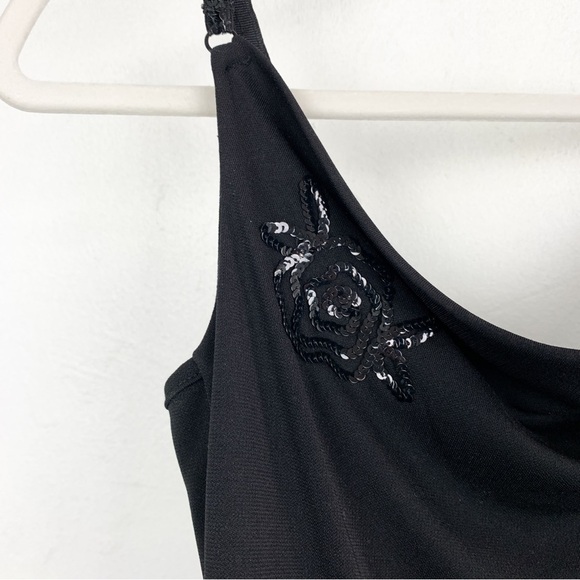 Vintage Y2K Drape Neck Little Black Slip Dress Sz XS - Picture 5 of 9